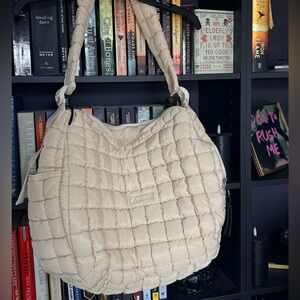Large beige puffer tote
